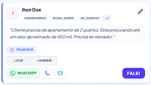 Detalhe das anotações do cliente